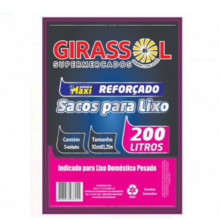 SACO DE LIXO GIRASSOL MAXI 200L