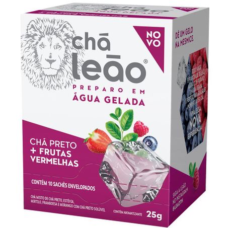 CHÁ LEÃO ÁGUA GELADA PRETO COM FRUTAS VERMELHAS 10X25G