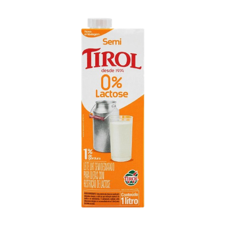 Leite tirol premiare zero lactose semidesnatado 1l