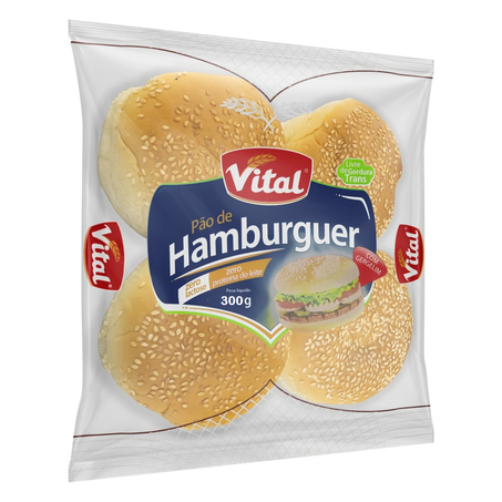 PÃO VITAL HAMBURGUER C/GERGELIM 300G ZERO LACTOSE