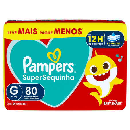 Fralda Pampers Supersec Jumbo Tam. G - Com 80 Fraldas