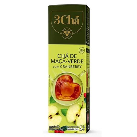 Chá 3chá maçã-verde com cranberry 30g c/ 10 cápsulas