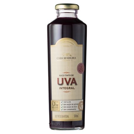 SUCO INTEGRAL UVA TINTO CASA MADEIRA 500ML