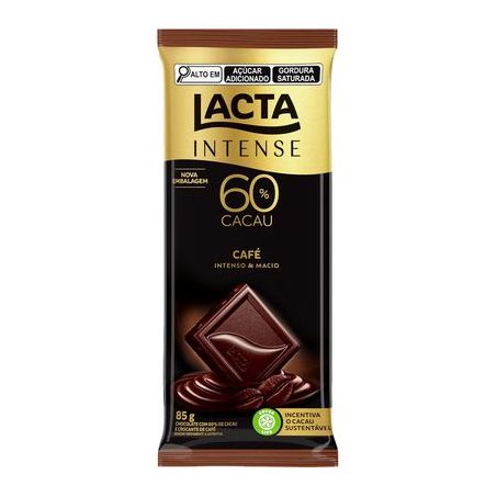 Chocolate Barra Lacta Intense 60% Cacau com Café 85G