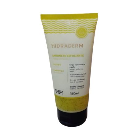 Sabonete Líquido Farmax Esfoliante Corporal e Facial Camomila Hidraderm Squeeze 180ml