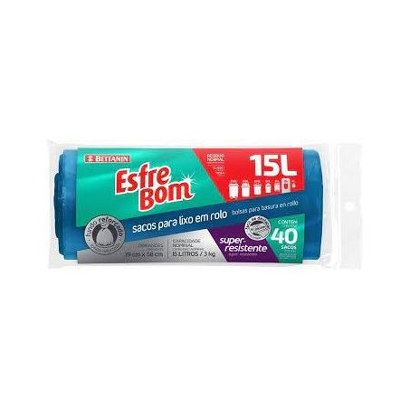 Saco para lixo esfrebom rolo 15l c/40