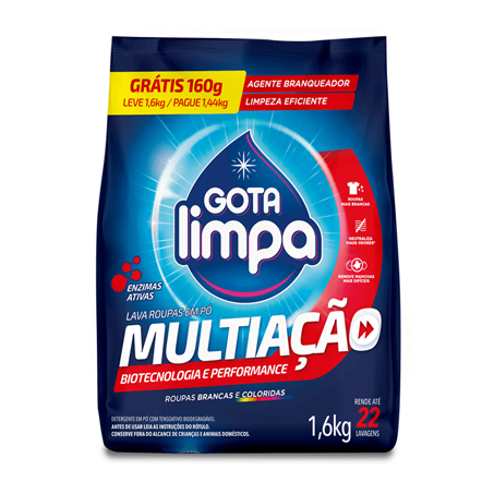 LAVA ROUPAS PÓ GOTA LIMPA MULTIAÇÃO 1,6KG