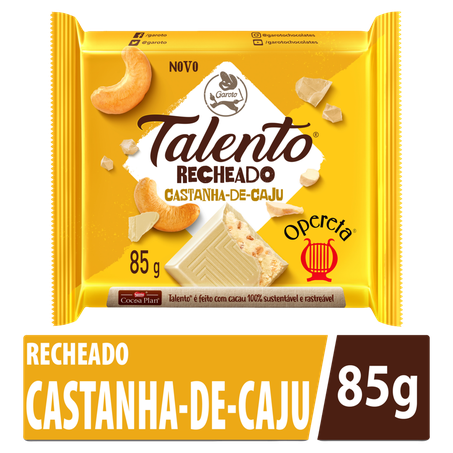 Chocolate Barra Garoto Talento Opereta Castanha-De-Caju 85g 
 