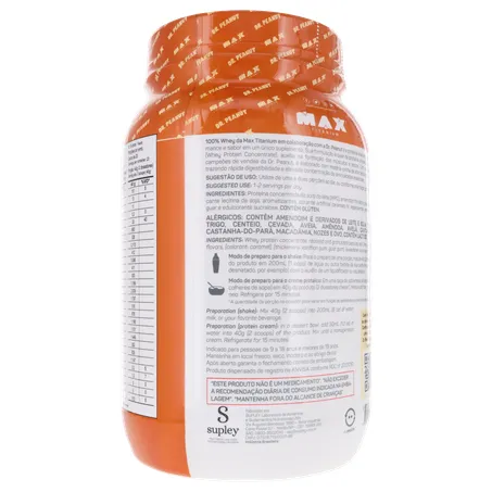 SUPLEMENTO WHEY PROTEIN MAX TITANIUM DR.PEANUT DOCE DE LEITE POTE 900G 360-20