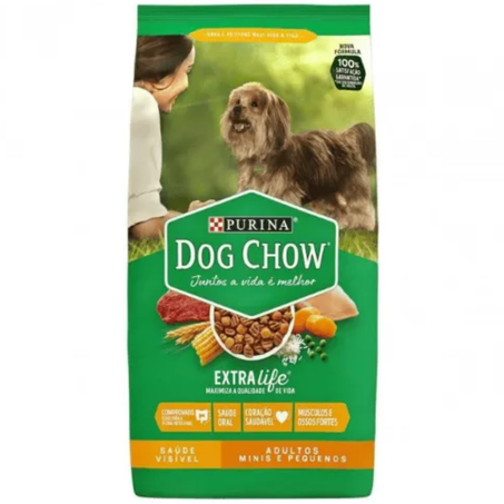 Racao petiscos caes doguitos chow adulto mini carn/fgo/arroz 3kg