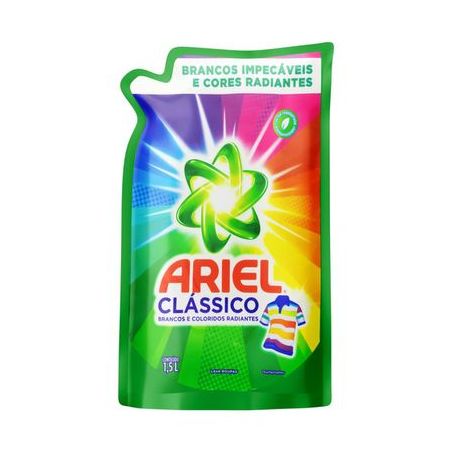 Lava roupas líquido roupas brancas e coloridas ariel clássico sachê