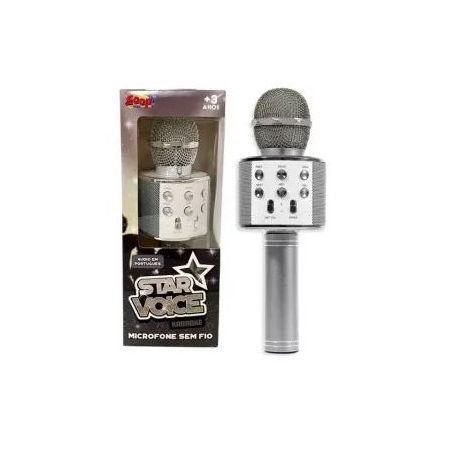 BRINQ.MICROFONE STAR VOICE KARAOKE PRATA REF.0994