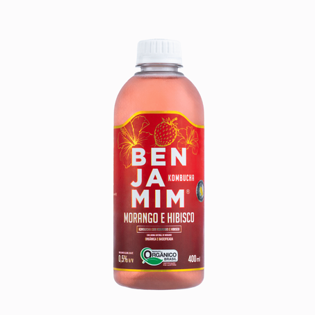 KOMBUCHA ORG MORANGO HIBISC 400ML - BENJAMIM