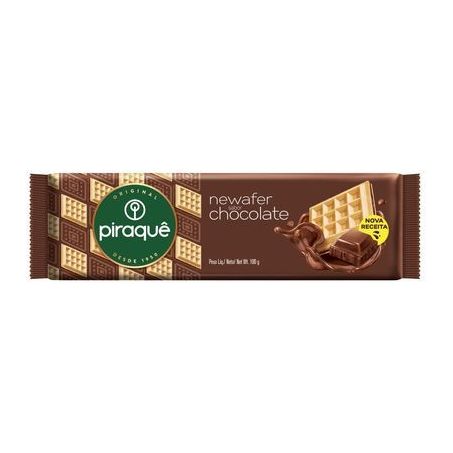 Wafer Recheado Piraquê Chocolate Pacote 100gr