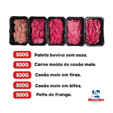 Kit box açougue meschke  5 bandejas com aproximadamente 500g cada 360-6
