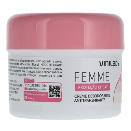 Desodorante vini lady powder feminino creme 45g 360-31
