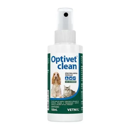 Spray para Limpeza Periocular Vetnil Optivet Clean para Cães e Gatos 100Ml