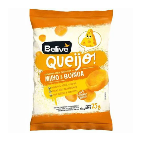SALGADINHO BELIVE 25G QUEIJO ,MILHO QUINOA .