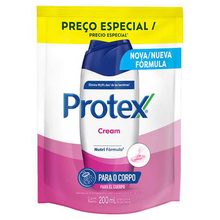 Sabonete Líquido Antibacteriano Protex Cream Sachê 200ml Refil 
