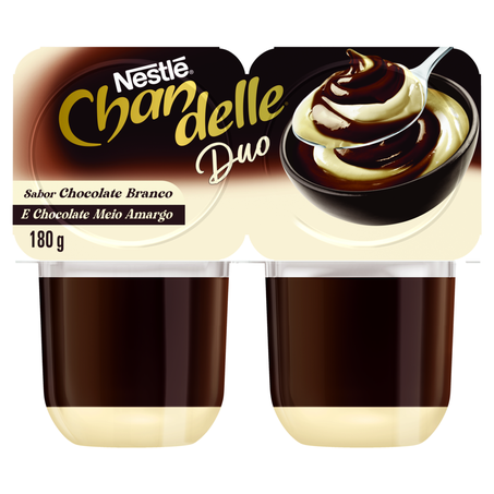 Sobremesa Láctea Nestlé Chandelle Duo Chocolate Branco e Meio Amargo 180g 
 