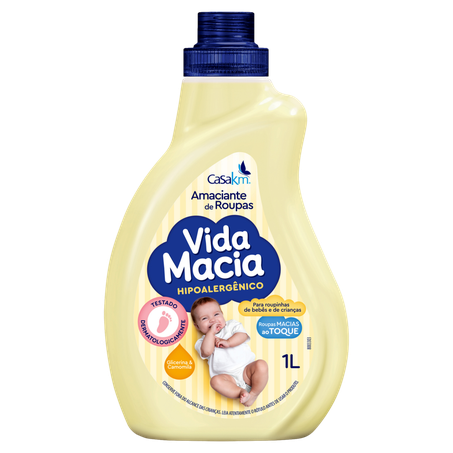 Amaciante vida macia roupas bebê glicerina & camomila hipoalergênico 1 litro