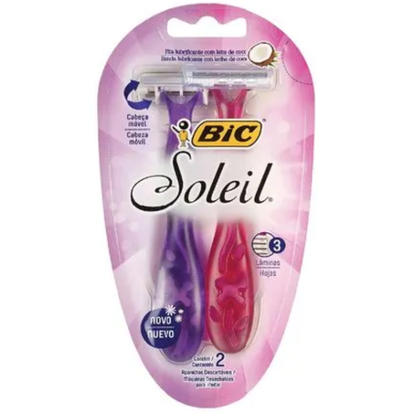 Aparelho barbear depilar bic soleil rosa/roxo 2un