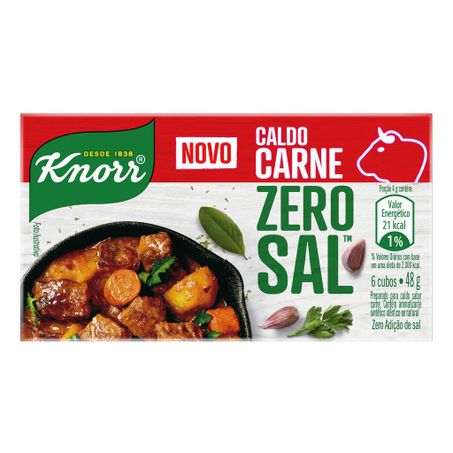 CALDO EM TABLETE CARNE ZERO SAL KNORR COM 6 UNIDADES