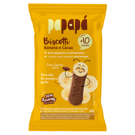 BISCOITO PAPAPÁ BISCOTTI BANANA E CACAU 60G