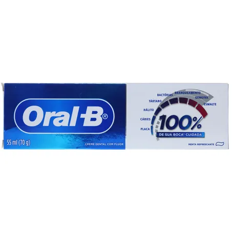 Creme Dental Oral-B 100% Com Flúor Menta Refrescante 70g 
  360-0
