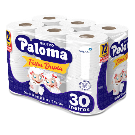 Papel higiênico 30m paloma folha dupla c/12 rolos