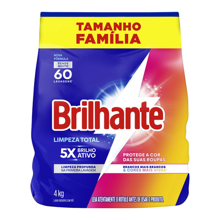 Sabão em Pó Brilhante 4kg - Limpeza Total - Sachê