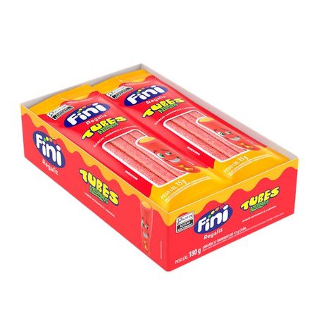 BALA FINI 15G TUBES MORANGO RECH.LARANJA CX 12.0