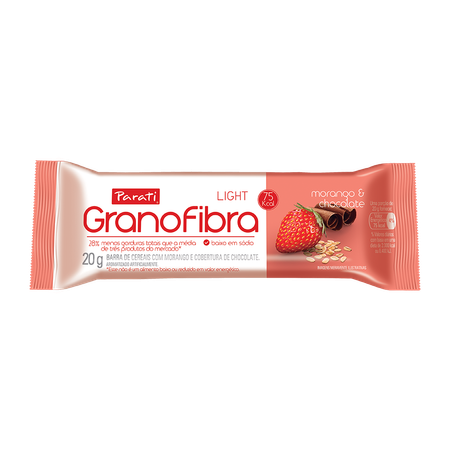 Barra de cereal grano fibra light morango chocolate 20g