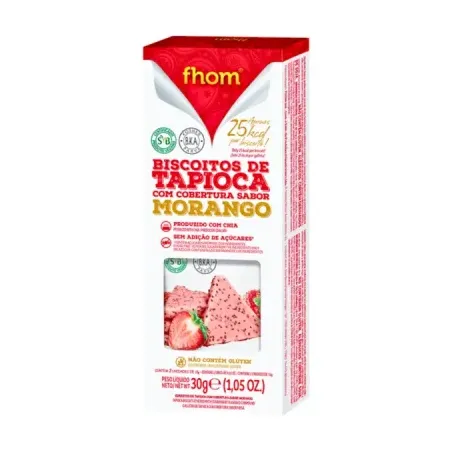 BISCOITO DE TAPIOCA COM MORANGO 30G - FHOM