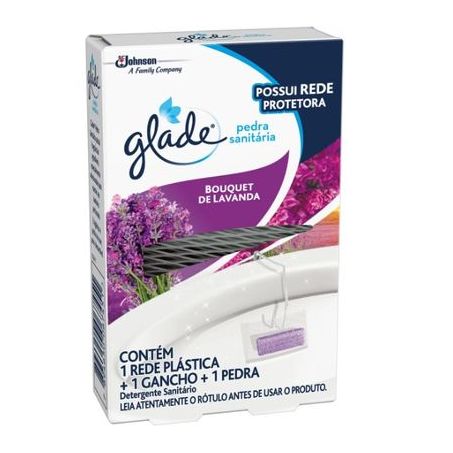 Kit Detergente Sanitário Pedra Perfumada Glade 1 Rede Plástica + 1 Gancho + 1 Pedra Bouquet de Lavanda Caixa 1un