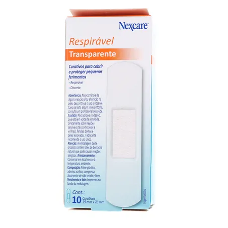Curativo nexcare transparente respirável caixa c-10unid 360-19