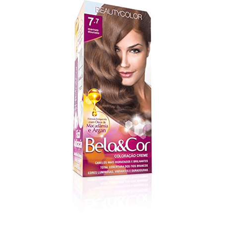 	 TINTURA BELA COR KIT 7.7 MARROM DOURADO