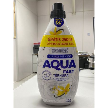 Amaciante de Roupas Aqua Fast Concentrado Ternura Flores Brancas e Baunilha Mais Intenso Frasco 1.5lt