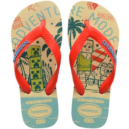 Sandálias havaianas minecraft bege e laranja 33/34