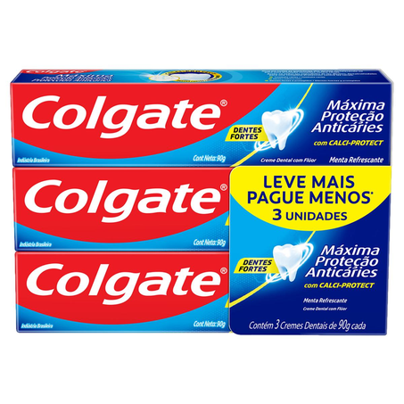 Creme Dental Colgate Com 3 Unidades de 90g cada - MPA - Leve Mais, Pague Menos