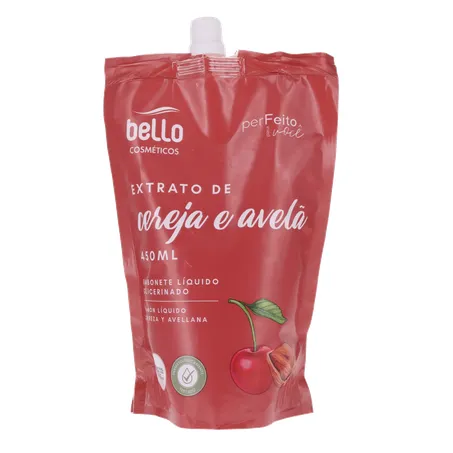Sabonete líquido bello cereja e avelã sachê com tampa 450ml