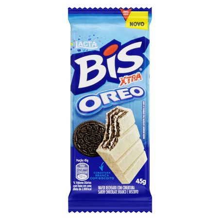 WAFER OREO COBERTURA CHOCOLATE BRANCO E BISCOITO LACTA BIS XTRA
