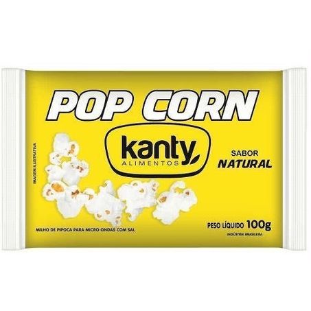 Pipoca kanty para micro-ondas sabor natural pacote 100g