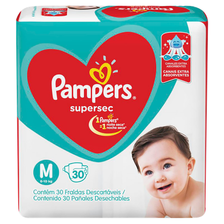 Fralda pampers supersec m c/30