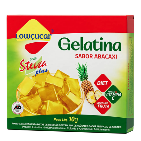 GELATINA LOWÇUCAR STEVIA ABACAXI ZERO 10G