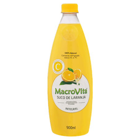 Suco macrovita integral de laranja garrafa 900ml