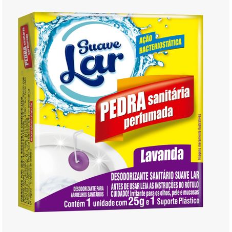 PEDRA SANITÁRIA SUAVELAR LAVANDA 25G COM 1 SUPORTE PLÁSTICO
