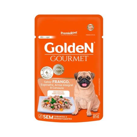 Sache Ração Úmida Golden Gourmet para Cães Adultos de Porte Pequeno Sabor Frango 85gr
