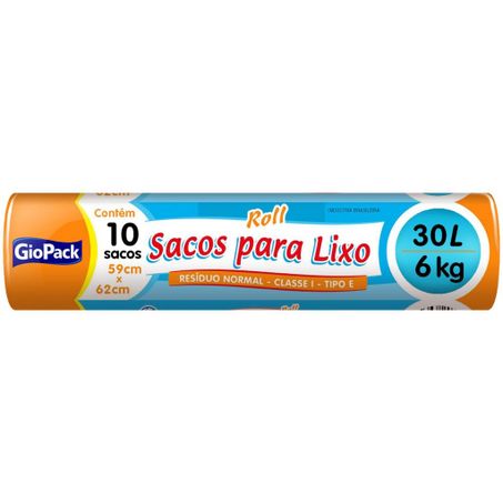 Saco lixo 30l/6kg 10un 59x62cm roll giopack