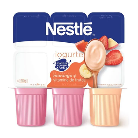 IOGURTE NESTLÉ MORANGO+VITAMINA FRUTA BANDEJA 510G